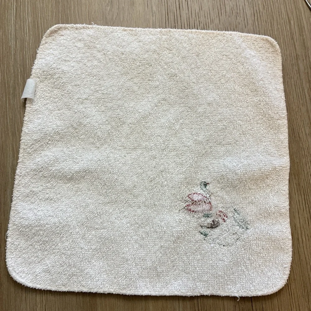 Vtg Fine Fashion Towel Set Bath Hand Washcloth Machine Embroidered Ducks 3 Piece